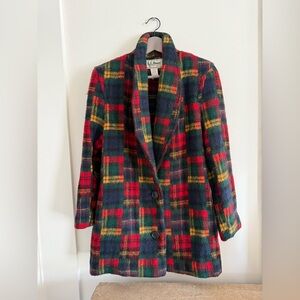 Plaid multicolor Women's Wool Blazer Jacket - Vintage L.L.Bean. Size S.